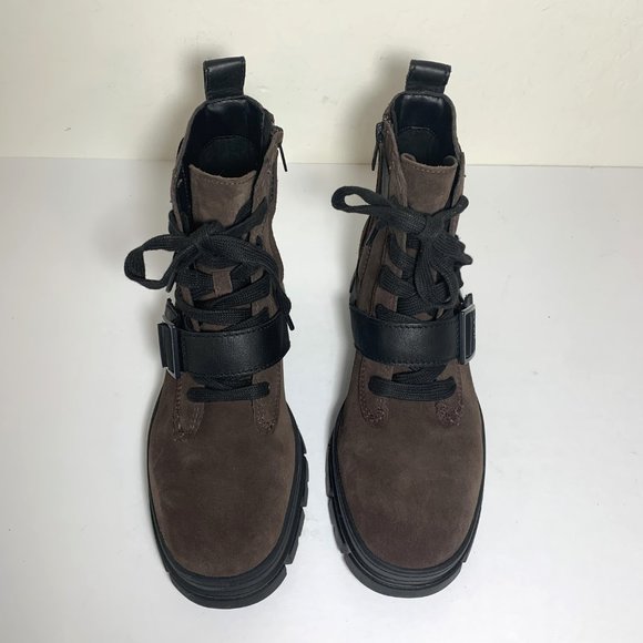 UGG Ashton Lace Up Boots Suede Buckle Combat Booties Burnt Cedar Brown Size 9 - Picture 5 of 7